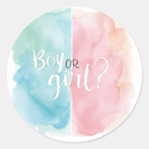 Watercolor Jongen of Meisje Geslacht Onthulling Fe Ronde Sticker