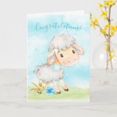 Watercolor Jongen Schapenboerderij Kaart (Gele Bloem)