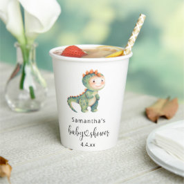 Watercolor jongens dinosaurus baby shower papieren bekers
