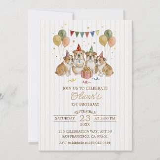 Watercolor Jongens Verjaardag Hond Feestviering Kaart