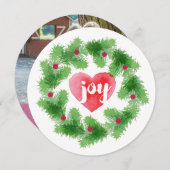 Watercolor Joy Pine Wreath Kerstkaart (Voorkant / Achterkant)