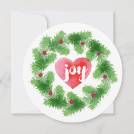 Watercolor Joy Pine Wreath Kerstkaart