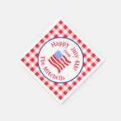 Watercolor July 4th Flag Red Check NAME Servet (Hoek)