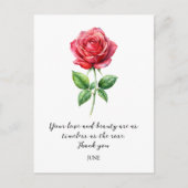 WATERCOLOR JUNE ROSE BIRTH FLOWER BRIEFKAART (Voorkant)