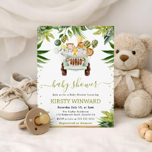 Watercolor Jungle Dieren  Baby Shower Kaart