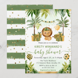 Watercolor Jungle Leeuw Baby Shower Jongens Meisje Kaart