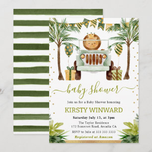 Watercolor Jungle Leeuw Baby Shower Kaart