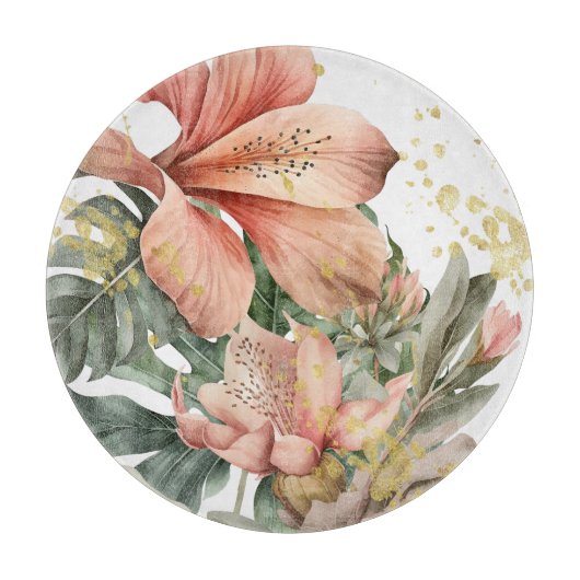 Watercolor Jungle Orchidee Bloemen Snijplank (Voorkant)