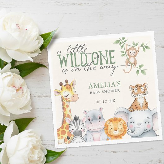 Watercolor Jungle Safari Animals Baby Shower  Servet