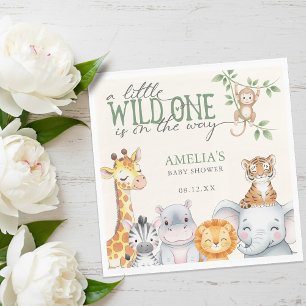 Watercolor Jungle Safari Dieren Baby Shower Servet