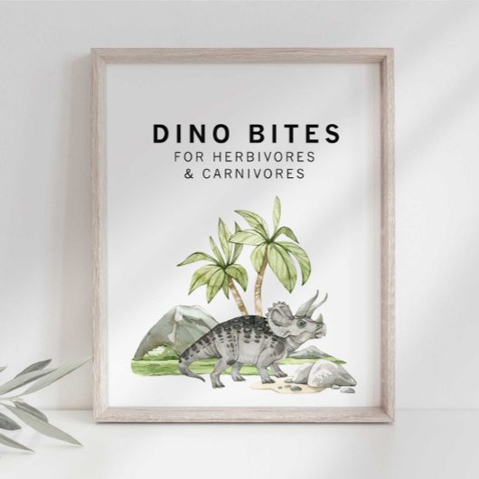Watercolor Jurassic Dino Bites Bord Poster