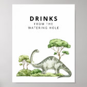 Watercolor Jurassic Dinosaurus Drinkbord Poster (Voorkant)