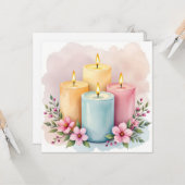 Watercolor Kaars Ontwerp Kaart (Voorkant / Achterkant in situ)