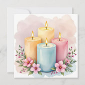 Watercolor Kaars Ontwerp Kaart (Voorkant)