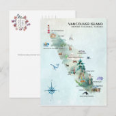 Watercolor kaart kunst van Vancouver Island (Voorkant / Achterkant)