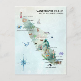 Watercolor kaart kunst van Vancouver Island