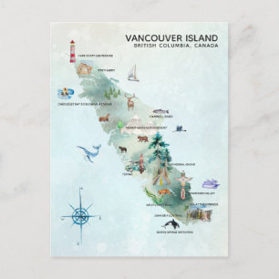 Watercolor kaart kunst van Vancouver Island