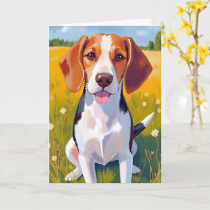 Watercolor kaart met Beagle hond aquarel huisdier