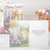 Watercolor Kabouter Pasen kaart | Zachte bloemen