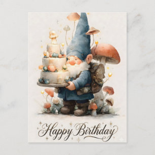 Watercolor Kabouter Verjaardagsontwerp met Gelaagd Briefkaart