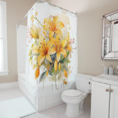 Watercolor Kamperfoelie Harmonie Douchegordijn (In situ)