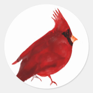 Watercolor kardinaal diep rijk rood verzadigd ronde sticker