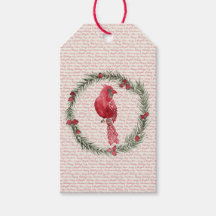 Watercolor Kardinaal Krans Kerst Cadeautags