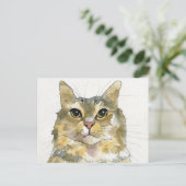 Watercolor Kat Briefkaart (Staand voorkant)
