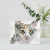 Watercolor Kat Briefkaart (Staand voorkant)