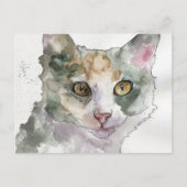 Watercolor Kat Briefkaart (Voorkant)