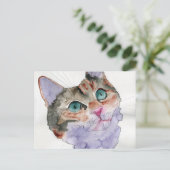 Watercolor Kat Briefkaart (Staand voorkant)