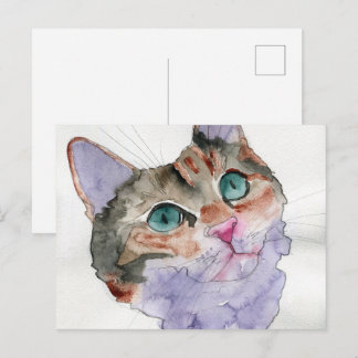 Watercolor Kat Briefkaart