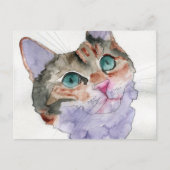 Watercolor Kat Briefkaart (Voorkant)