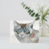 Watercolor Kat Briefkaart (Staand voorkant)