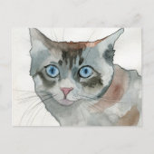 Watercolor Kat Briefkaart (Voorkant)