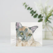 Watercolor Kat Briefkaart (Staand voorkant)