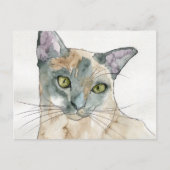 Watercolor Kat Briefkaart (Voorkant)