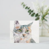 Watercolor Kat Briefkaart (Staand voorkant)