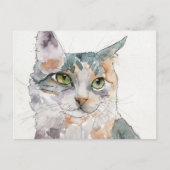 Watercolor Kat Briefkaart (Voorkant)