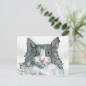 Watercolor Kat Briefkaart (Staand voorkant)