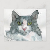 Watercolor Kat Briefkaart (Voorkant)