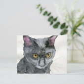 Watercolor Kat Briefkaart (Staand voorkant)