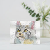 Watercolor Kat Briefkaart (Staand voorkant)