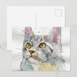 Watercolor Kat Briefkaart