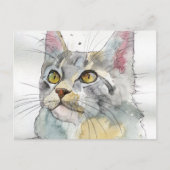 Watercolor Kat Briefkaart (Voorkant)