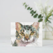Watercolor Kat Briefkaart (Staand voorkant)