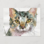 Watercolor Kat Briefkaart (Voorkant)