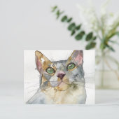 Watercolor Kat Briefkaart (Staand voorkant)