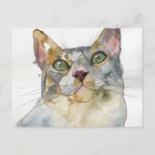 Watercolor Kat Briefkaart (Voorkant)