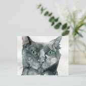 Watercolor Kat Briefkaart (Staand voorkant)